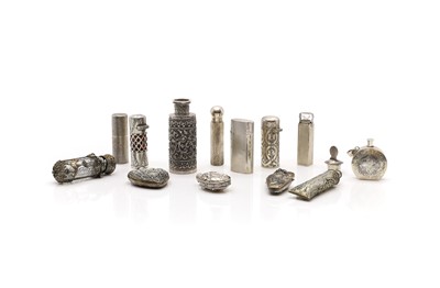 Lot 115 - A group of silver scent bottles