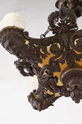 Lot 1 - A Regency bronze and gilt-lacquered four-light colza chandelier