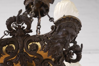 Lot 1 - A Regency bronze and gilt-lacquered four-light colza chandelier