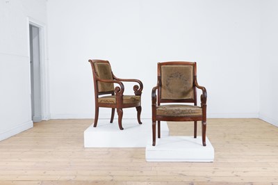 Lot 3 - A pair of Charles X mahogany fauteuils