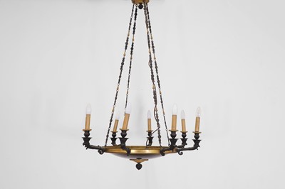 Lot 19 - A Regency gilt-bronze and patinated bronze chandelier