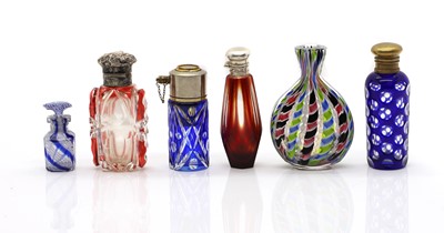 Lot 130 - A group of coloured glass scent bottles