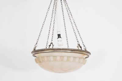 Lot 27 - An alabaster and slivered-metal plafonnier