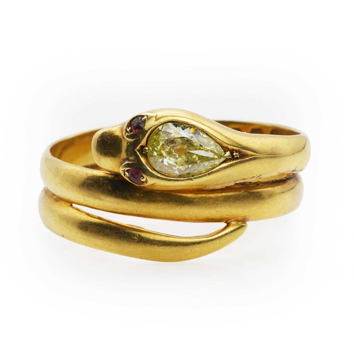 Lot 40 - A Victorian 18ct gold diamond set snake ring