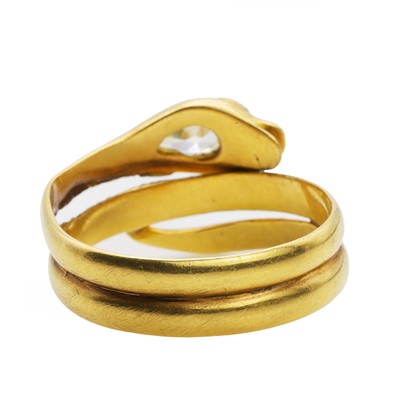 Lot 40 - A Victorian 18ct gold diamond set snake ring