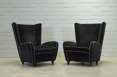 Lot 250 - A pair of Italian winged armchairs