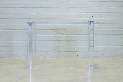 Lot 521 - A Lucite and glass console table