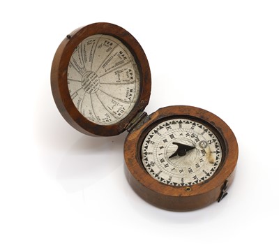 Lot 303 - A treen magnetic sun dial compass