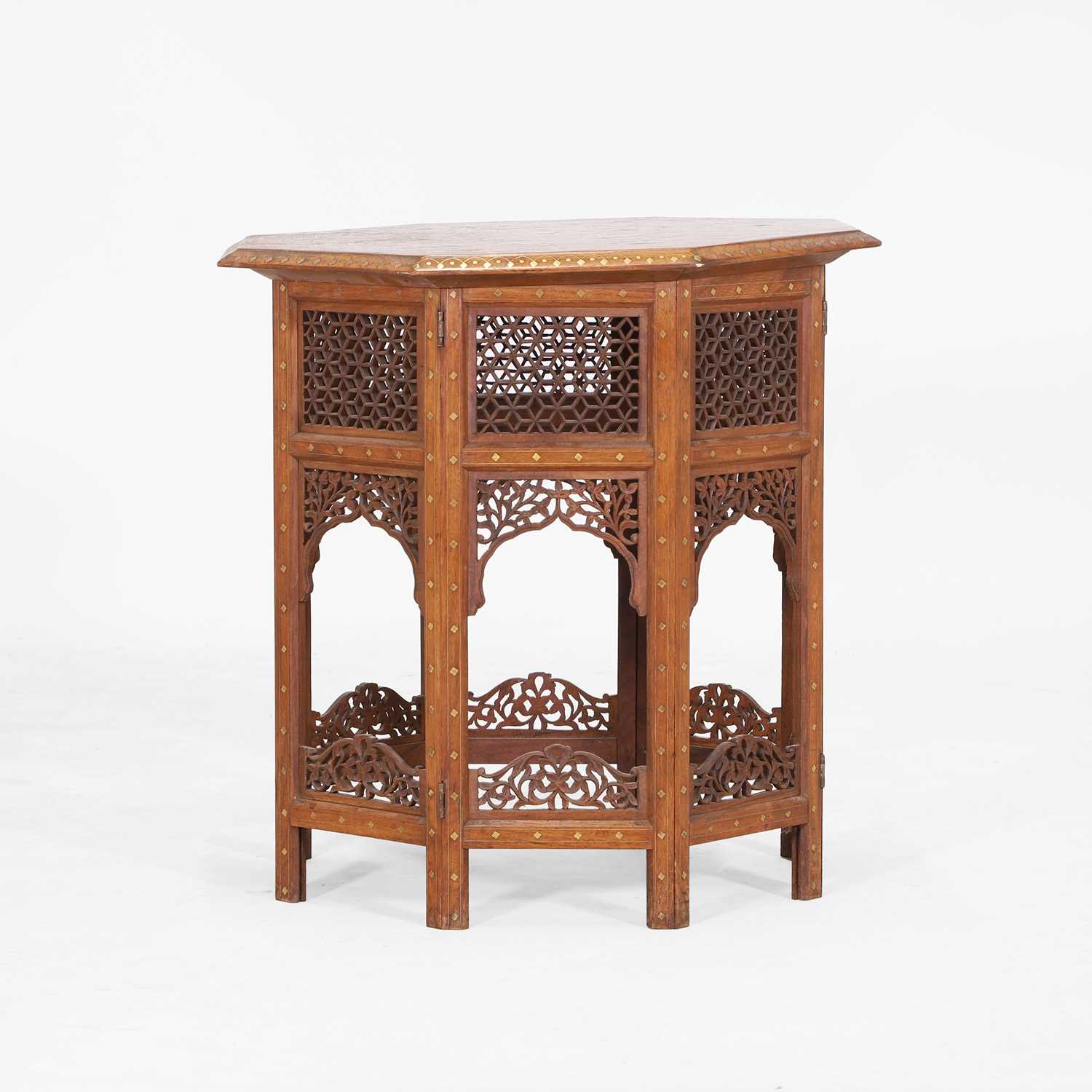 Lot 432 - A hardwood, copper and brass-inlaid occasional table