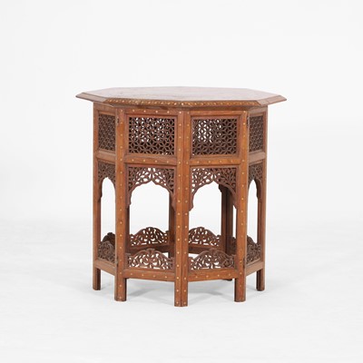 Lot 432 - A hardwood, copper and brass-inlaid occasional table