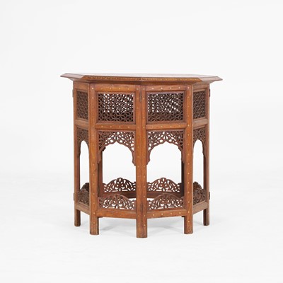 Lot 432 - A hardwood, copper and brass-inlaid occasional table