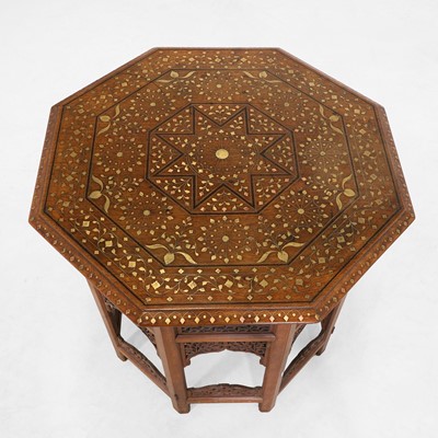 Lot 432 - A hardwood, copper and brass-inlaid occasional table