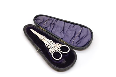 Lot 42 - A pair of silver grape scissors