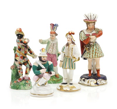 Lot 142 - Five Staffordshire pottery theatrical figures