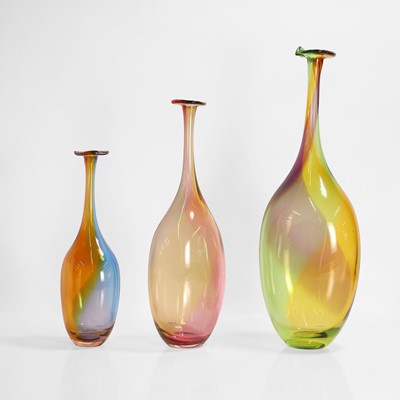 Lot 348 - Three 'Fidji' bottle vases by Kosta Boda