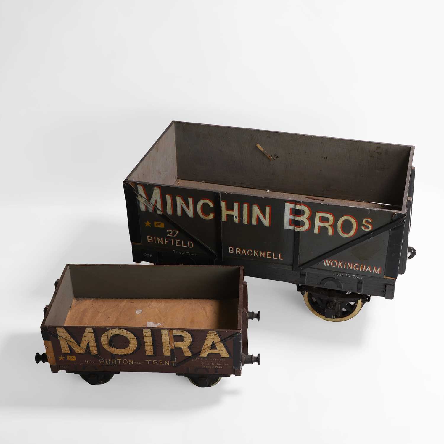 Lot 240 - Two scratch-built wood and painted railway wagons