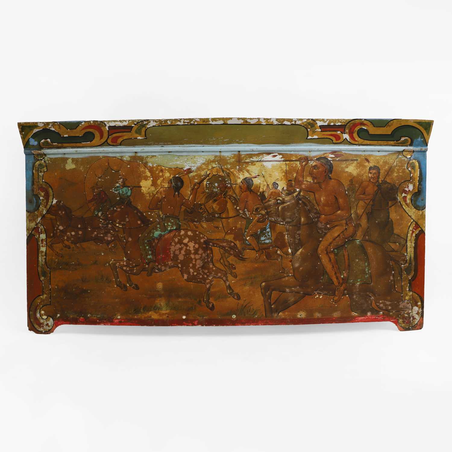 Lot 167 - A group of 'Cowboys and Indians' painted fairground carousel panels