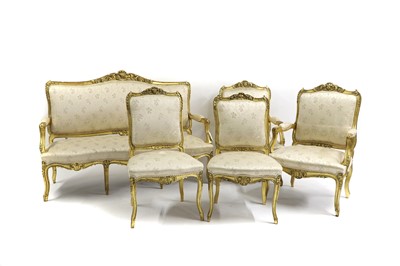 Lot 475 - A Louis XV style gilt wood salon suite