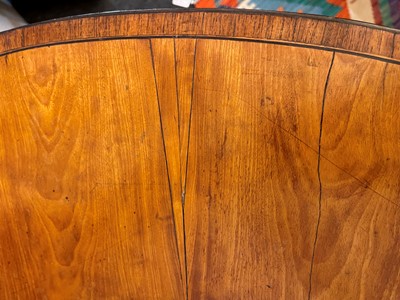 Lot 435 - A George III Sheraton period satinwood and tulipwood demilune side cabinet