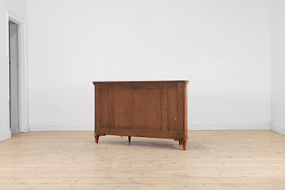 Lot 435 - A George III Sheraton period satinwood and tulipwood demilune side cabinet