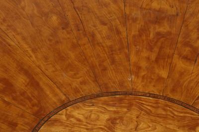 Lot 435 - A George III Sheraton period satinwood and tulipwood demilune side cabinet