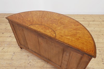 Lot 435 - A George III Sheraton period satinwood and tulipwood demilune side cabinet