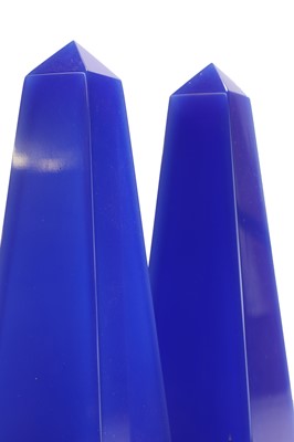 Lot 82 - A pair of French opaline glass obelisks