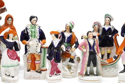 Lot 150 - A group of seven Staffordshire pottery theatrical figures