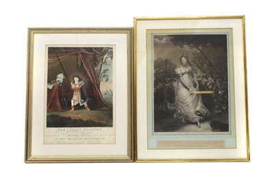Lot 183 - A group of seven theatrical mezzotints and other prints