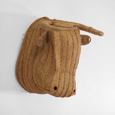 Lot 586 - A life-sized woven seagrass bull's head