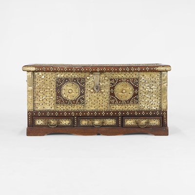 Lot 70 - A hardwood and brass-mounted storage chest