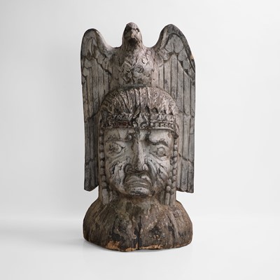 Lot 286 - A carved wooden Native American bust