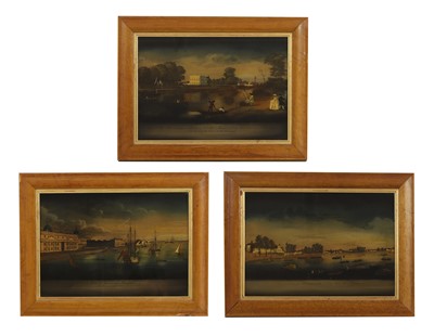 Lot 199 - Three reverse-coloured engravings on glass