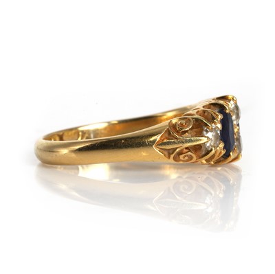 Lot 35 - A late Victorian 18ct gold sapphire and diamond boat shaped ring