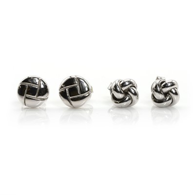 Lot 310 - Two pairs of white gold stud earrings