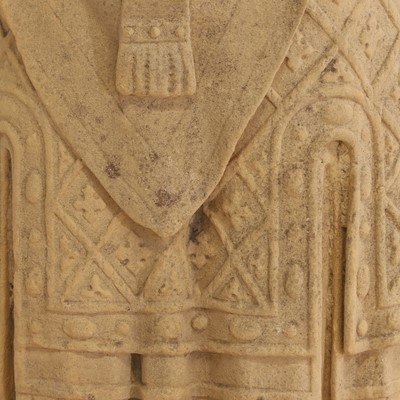 Lot 133 - A large carved sandstone figure of a bishop