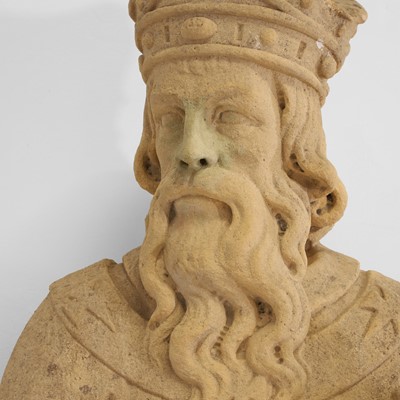 Lot 133 - A large carved sandstone figure of a bishop