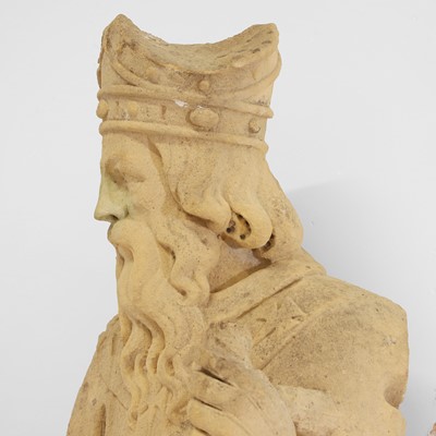 Lot 133 - A large carved sandstone figure of a bishop