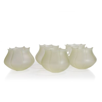 Lot 120 - A set of five straw opalescent glass shades