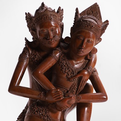 Lot 387 - A group of carved wood figures