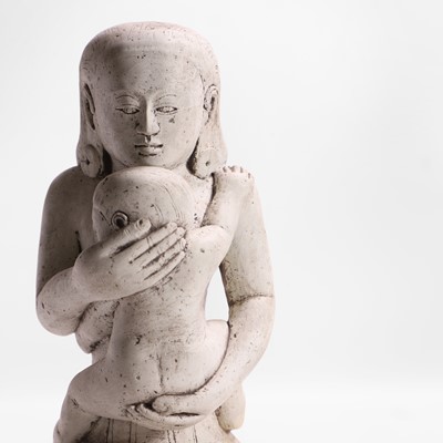 Lot 387 - A group of carved wood figures
