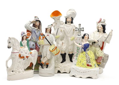 Lot 143 - Six large Staffordshire pottery theatrical figures
