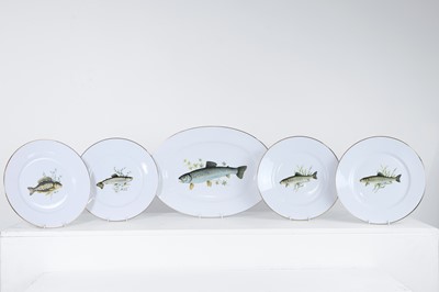 Lot 602 - A Richard Ginori porcelain 'Fish' part service