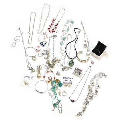 Lot 430 - A collection of silver and costume jewellery