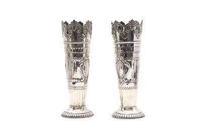 Lot 7 - A pair of silver vases