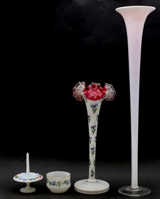 Lot 278 - A white and pink graduated glass lily vase