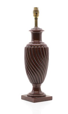 Lot 181 - A faux rouge marble lamp