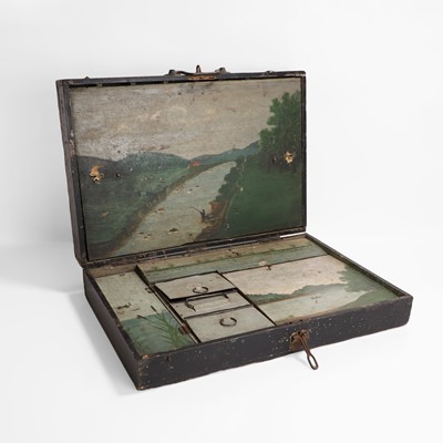 Lot 278 - A folk art hand-painted fishing box