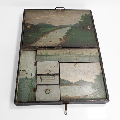 Lot 278 - A folk art hand-painted fishing box
