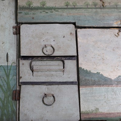 Lot 278 - A folk art hand-painted fishing box